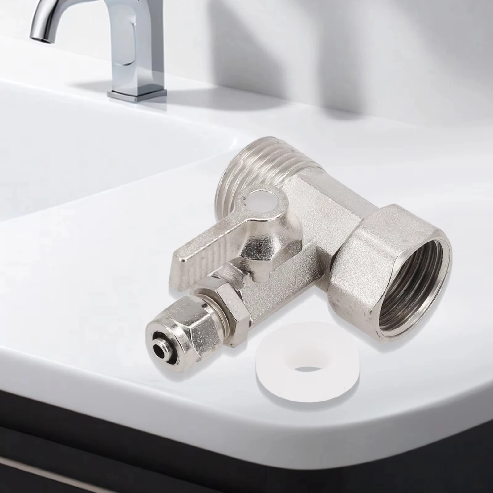 RO Feed Water Adapter 1/2\" ถึง 1/4\'\' พร้อมปิดวาล์ว Tap Tee B น้ําร้อนเย็นท่อ Home อุปกรณ์เสริม