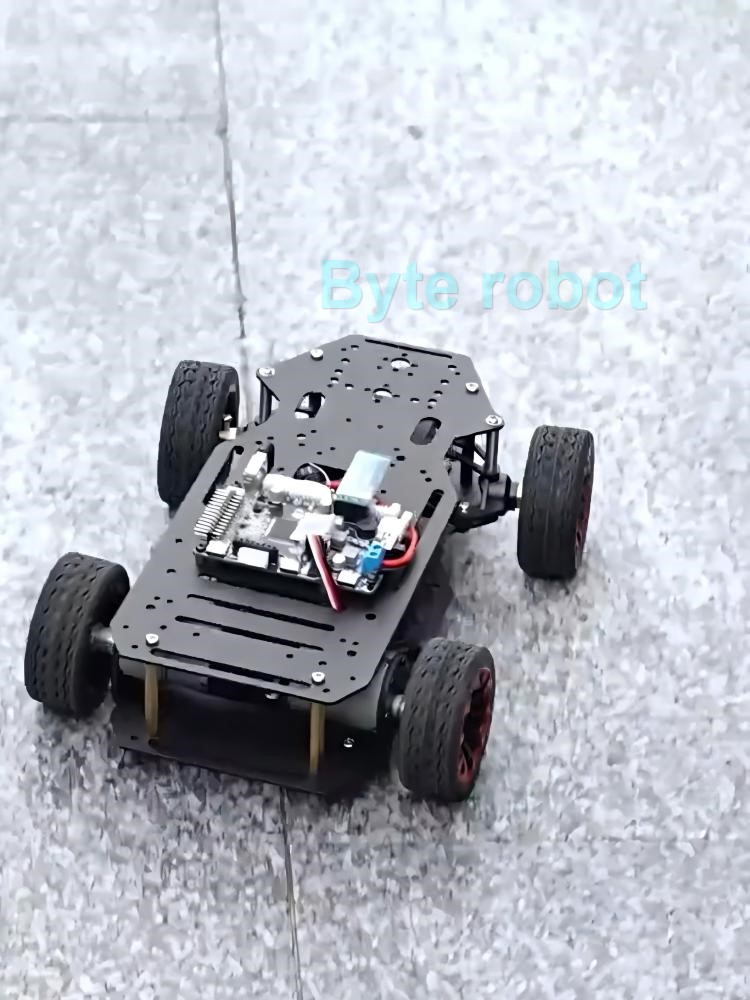 Robô montado de metal com motor duplo codificador, chassi do carro RC, roda dianteira, servo direção ROS, programável, carga 5kg