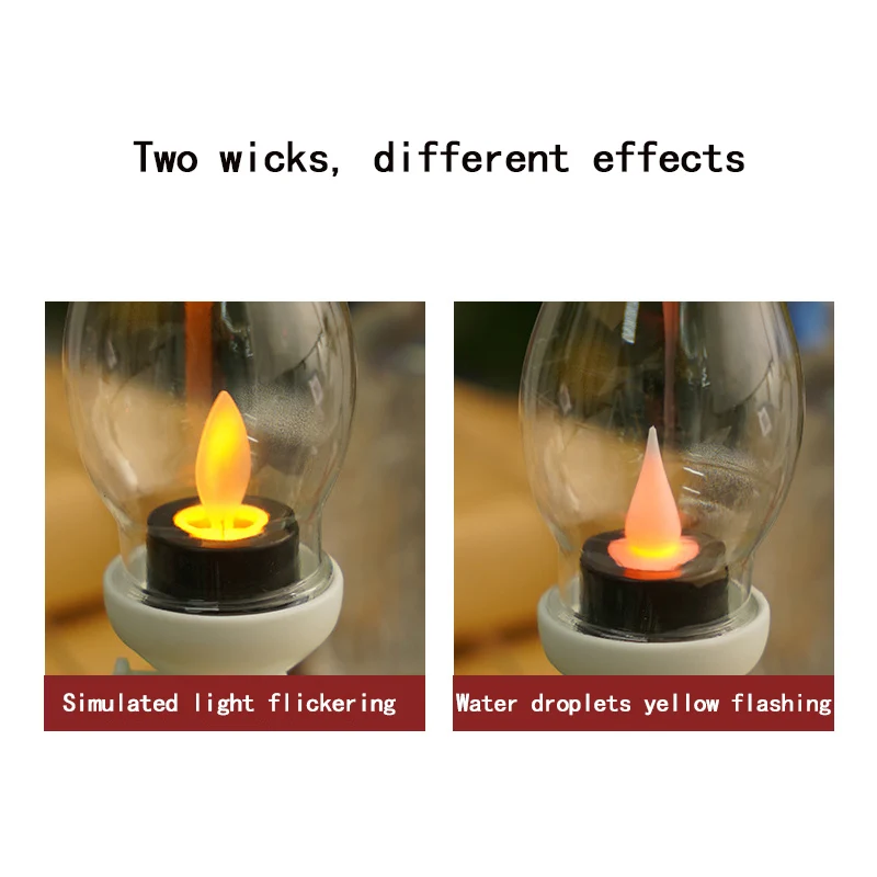 Retro Flameless เทียนเทียนน้ำมันก๊าดโคมไฟเทียนไขกับปุ่มแบตเตอรี่แสงข้างเตียงเครื่องประดับ Photo Prop