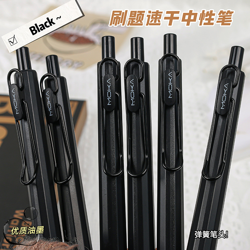 6pcs ,Retractable Gel Ink Pen,  Silicone Pen Grip ST Tip, Quick-Drying Ink No Smudge 0.5mm Black Ink,Smooth Writting ,Christmas