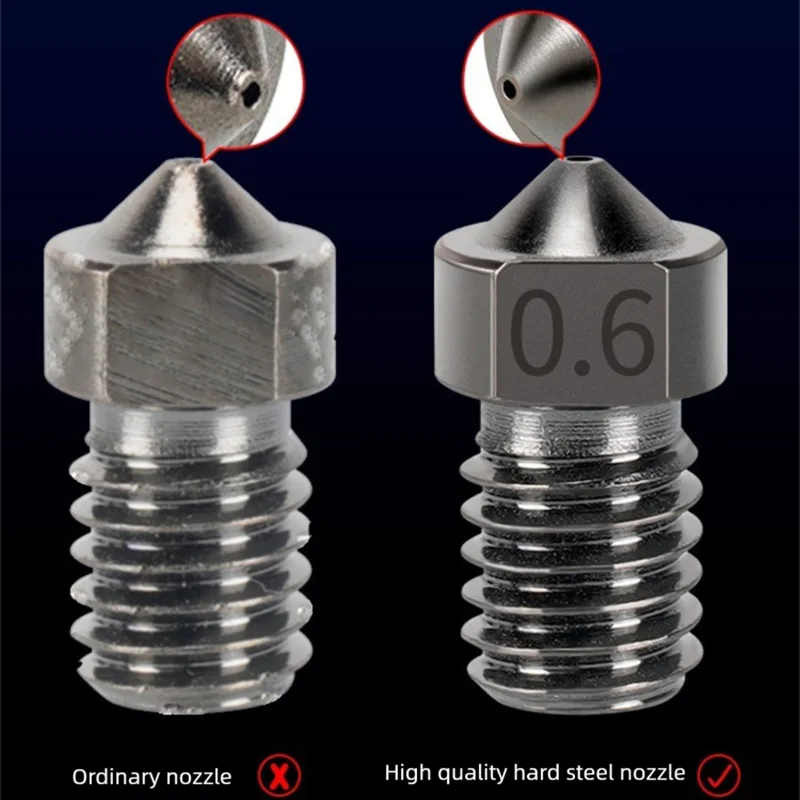 Bico v6 de aço endurecido 0.2/0.4/0.6/0.8/1mm 1.75mm filamento m6 bico de impressora 3d para ender 3 hotend titan extrusora prusa i3 mk3