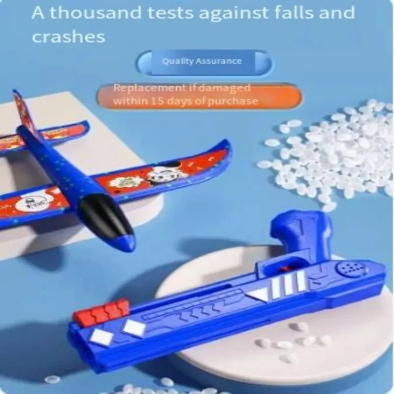 Clearance_glowingフォーム航空機、ランチャーカタパルト、グライダー、おもちゃの銃、子供の屋外ゲーム、バブルモデル、射撃フライ、10m