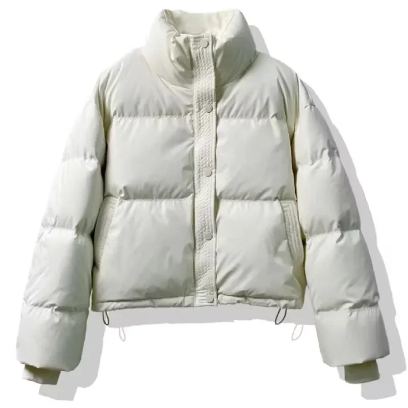 2024ฤดูหนาวใหม่PUหนังผ้าฝ้ายเบาะCoat Warm Coatsเอวสูงเสื้อแจ็คเก็ตผู้หญิงหลวมสบายๆลงแจ็คเก็ต
