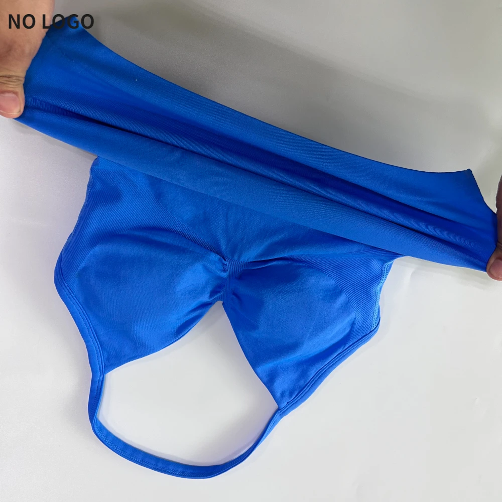 No Logo Seamless Longline Strappy Gym Top Backless Gym Clothes Women Scrunch Built-in Bra With Removable Cups Yoga Tank Tops