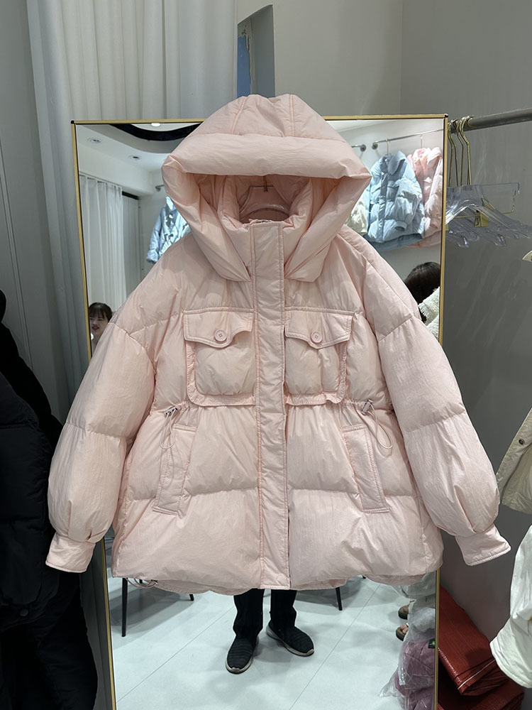 女性の白いダックダウンジャケット,韓国の秋冬スタイルのコート,厚手,ルーズフィット,カジュアル,90%
