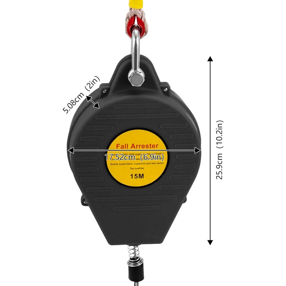 49ft Safety Self Retracting Lifeline Fall Arrester Fall Protection Device with Alloy Steel Hook for Engineering Construction Etc