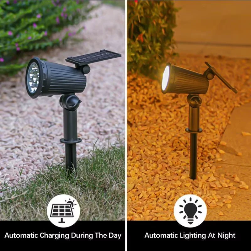 9LED Solar Spotlights Garden Waterproof IP65 Spot Lights Brightness Adjustable for Outdoor Backyard Driveway Lawn Decor Lighting