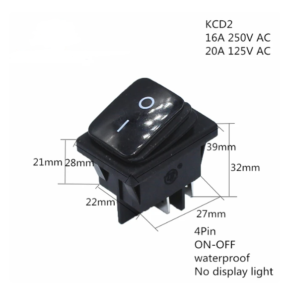 KCD2 ON-OFF ON-OFF-0N 4/6 pines 2/3 posiciones impermeable tipo barco interruptor basculante KCD4 rojo amarillo verde y negro (LED) 20A 250V