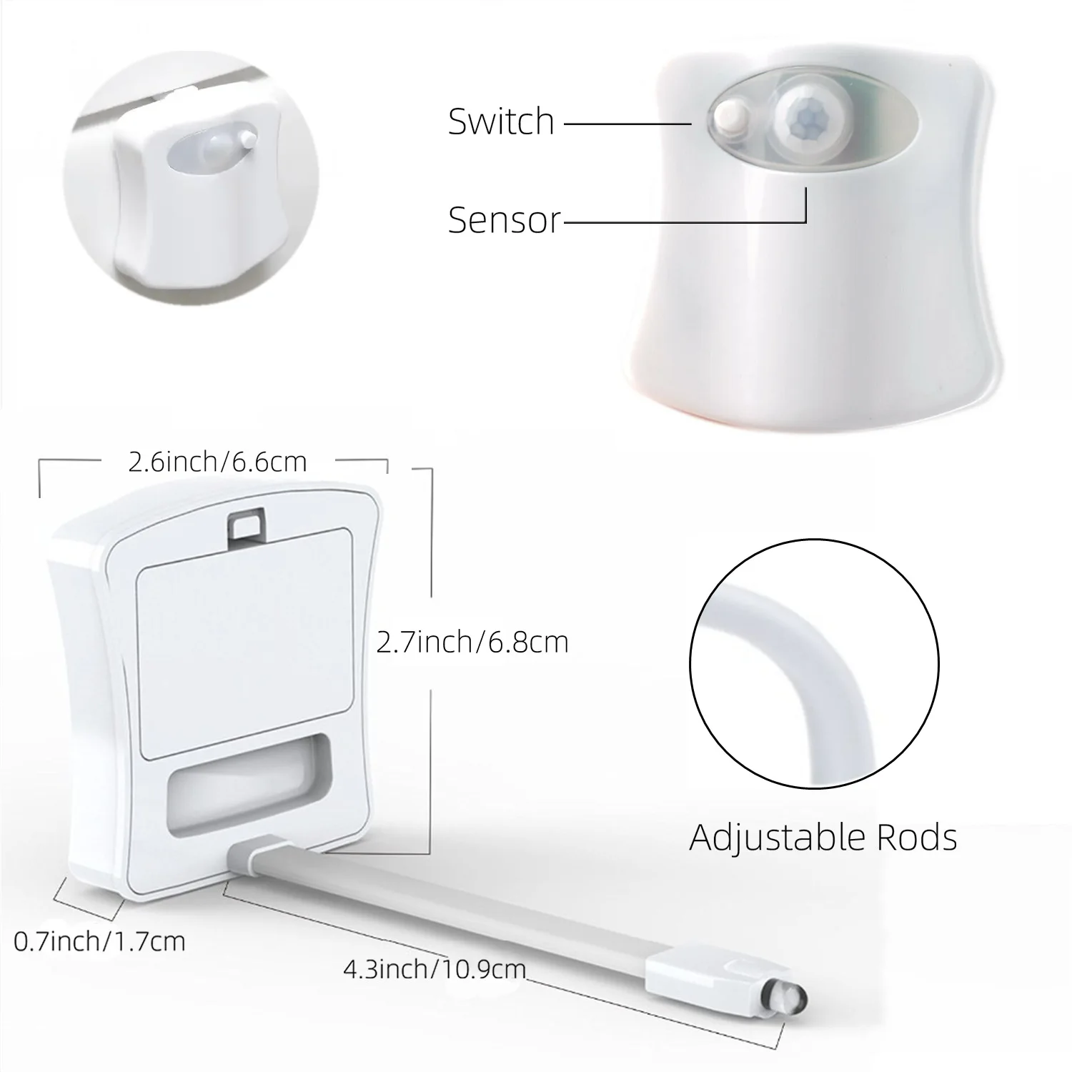 8-Color Toilet Sensor Light Hanging Creative Human Body Toilet Sensor Toilet Lid Light Night Light