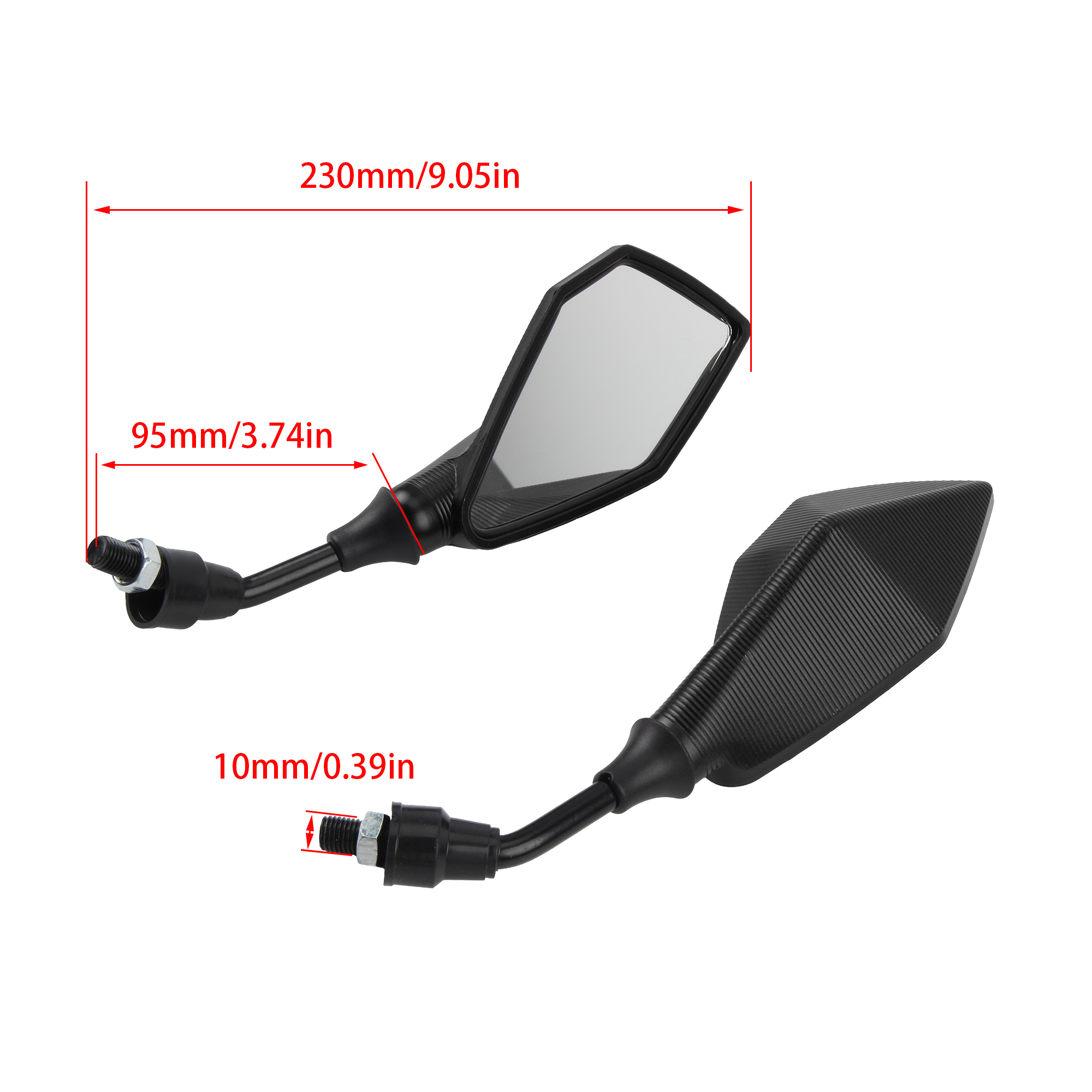 2 szt. uniwersalnych lusterek wstecznych motocyklowych 10 mm, szerokokątne, regulowane, do Yamaha, Honda, Kawasaki, Suzuki, BMW, akcesoria tuningowe