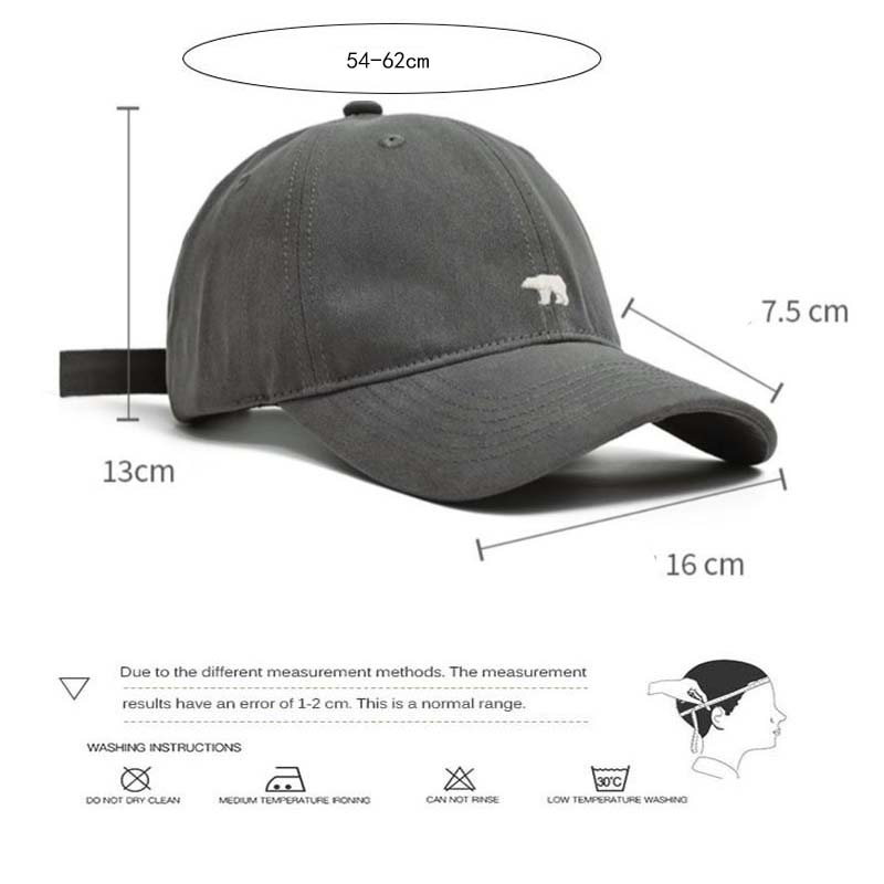 Outdoor modna unisex Retro niedźwiedź polarny haftowana czapka z daszkiem w nowym stylu wszechstronna czapka z daszkiem o dużym obwodzie głowy