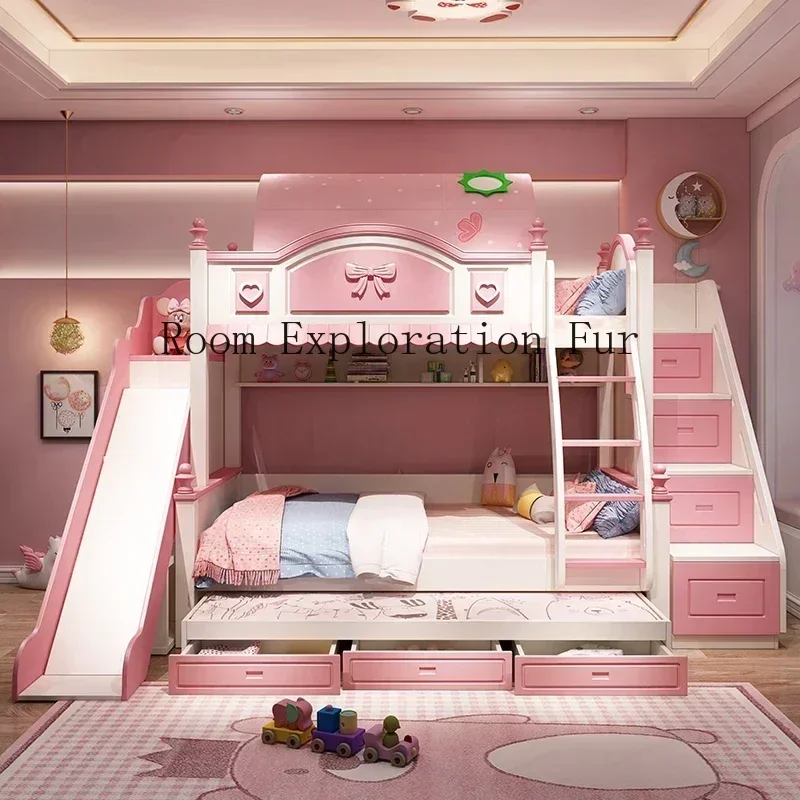 เด็ก Hut เตียงไม้แม่เด็กผู้หญิงเด็ก Comforters เด็กกิจกรรมครอบครัว Bassinets LOW LOFT สีชมพูทารกแรกเกิด Playpens Bunk Boy