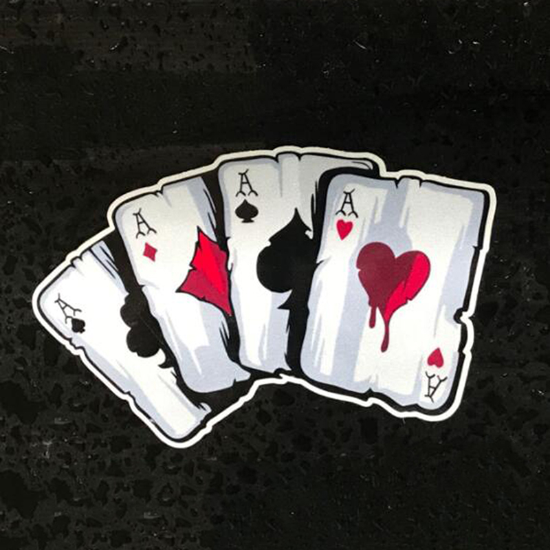 Car Sticker Playing Card A Reflective Personality Sticker Poker Monster Hat Sticker Car Sticker new
