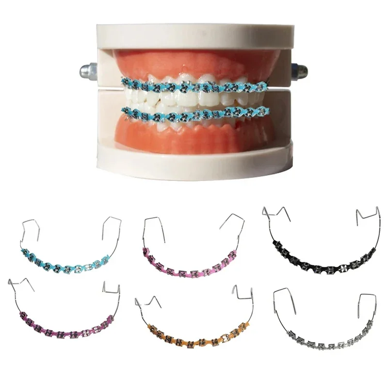 Tirantes de moda, 1 par, decoración dental temporal colorida con cables de Metal, soporte de Metal, ligaduras de ortodoncia, alta calidad
