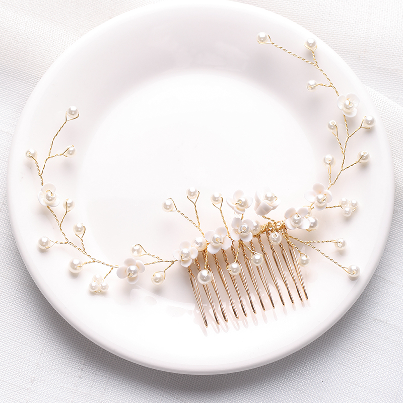 ทอง Tiara หวีผมไข่มุกอุปกรณ์เสริมผมสําหรับงานปาร์ตี้ Handmade ผู้หญิง Headbands เครื่องประดับผมแฟชั่นเครื่องประดับ