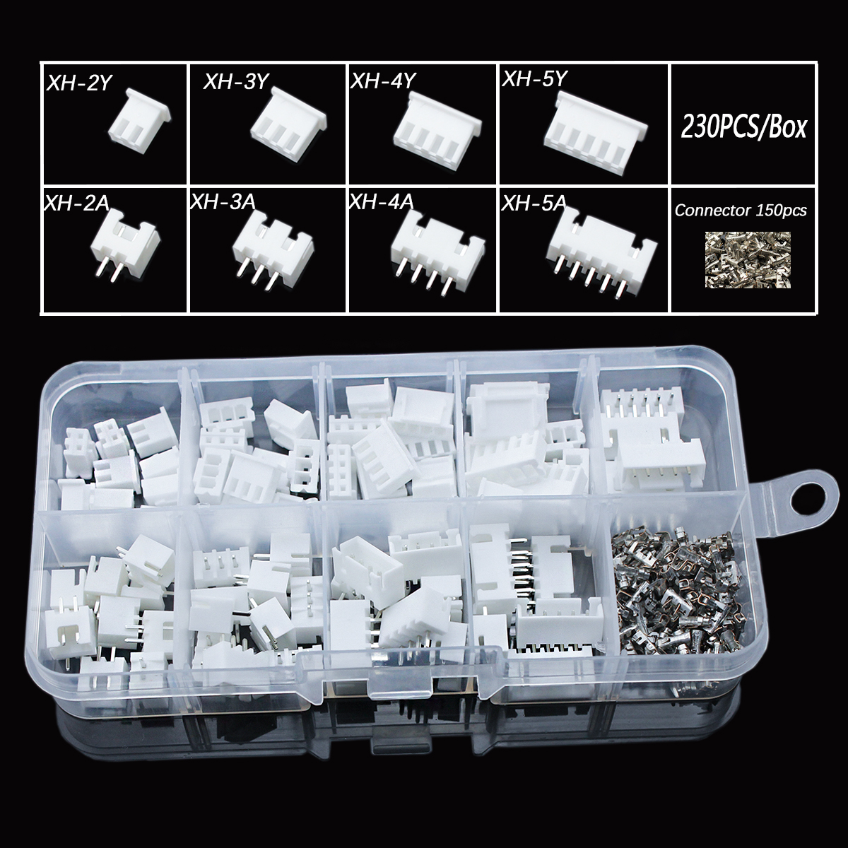 230 PCS 2/3/4/5p 2.54mm Male and Female Pin Terminal Kit Housing Pin Header JST XH-2.54 4Value Connectors Adaptor