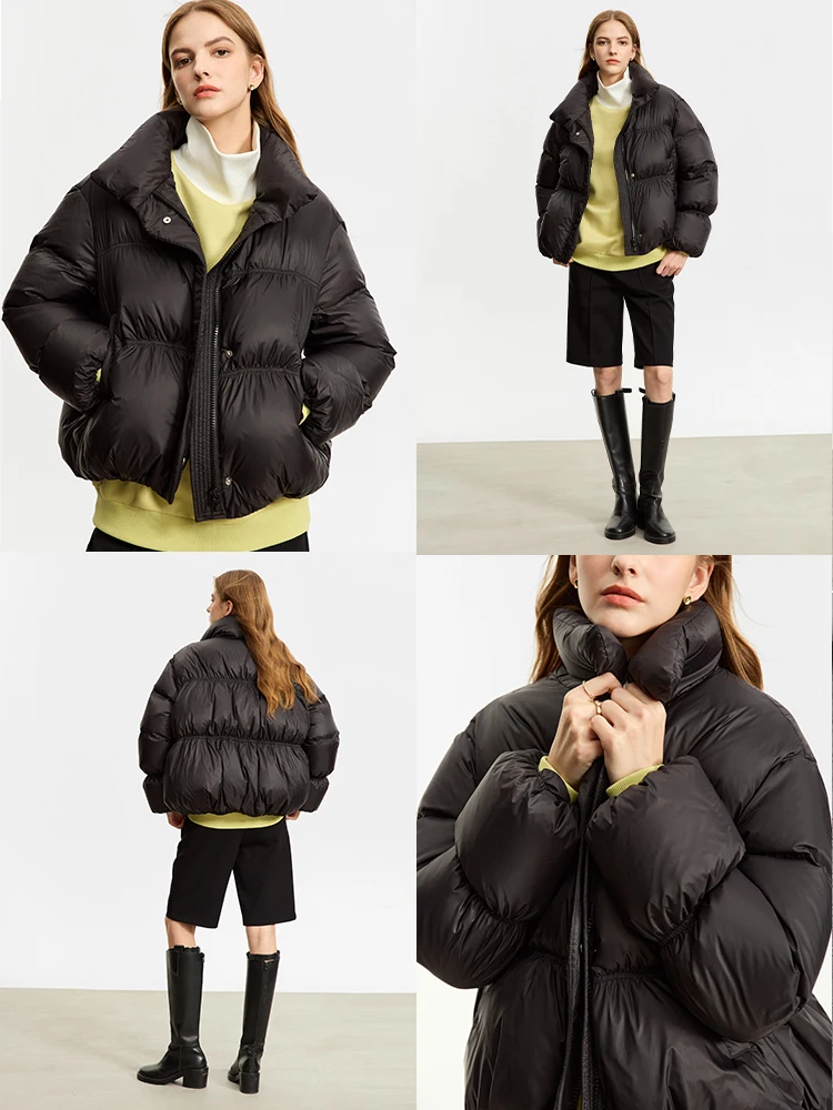Amii minimalista jaqueta de inverno feminina com zíper botão quente casacos curtos 2025 inverno nova jaqueta feminina sólida 12344053