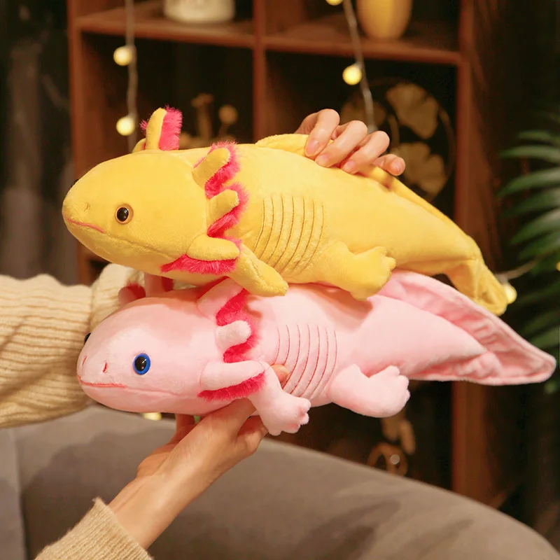 45cm kawaii colorido newt brinquedo de pelúcia recheado bonito axolotl salamandra fuzzy pelúcia peixe apaziguando longo travesseiro almofada crianças presente