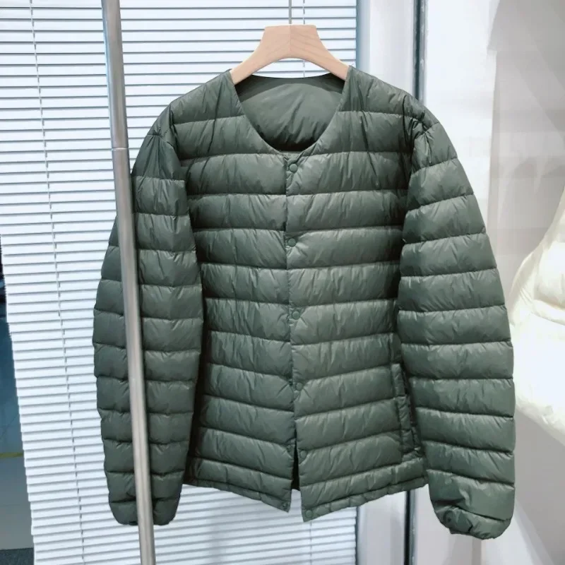 Männer 90 % weiße Entendaunen O-Ausschnitt Variable V-Ausschnitt Liner Pufferjacken Herbst Winter Warm halten Leichter verstaubarer Herren Daunenmantel