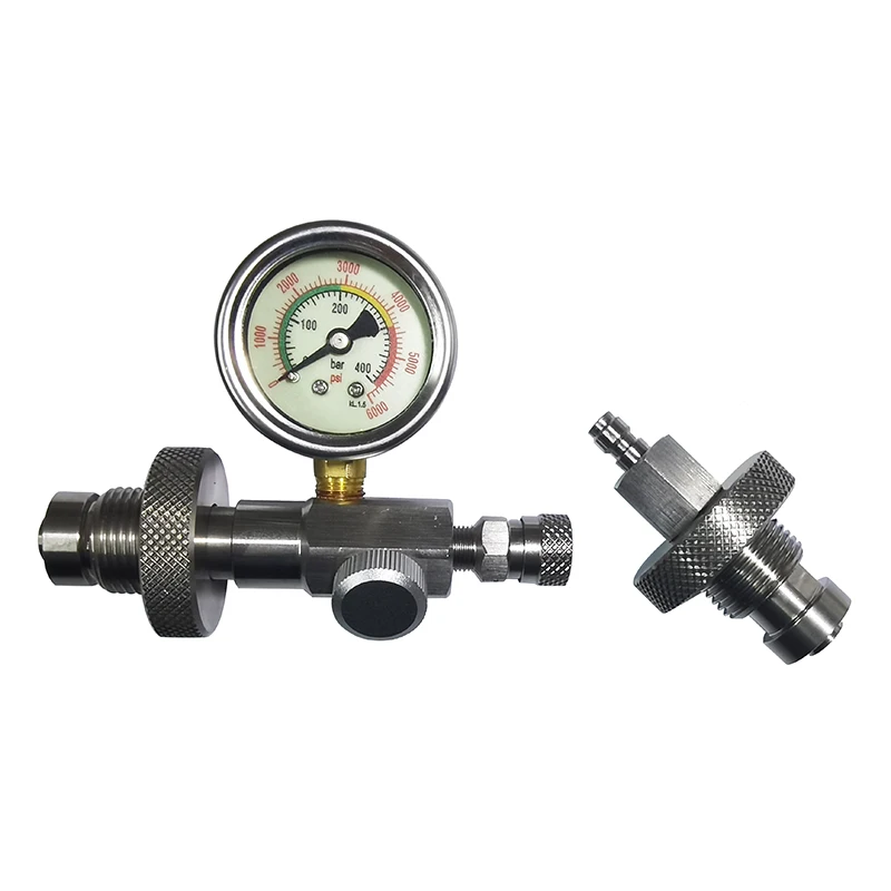 New HPA DIN Dive Cylinder Decanting Equalising Refill Filling Station Pressure Gauge Dual 232 and 300Bar Tank Bottle