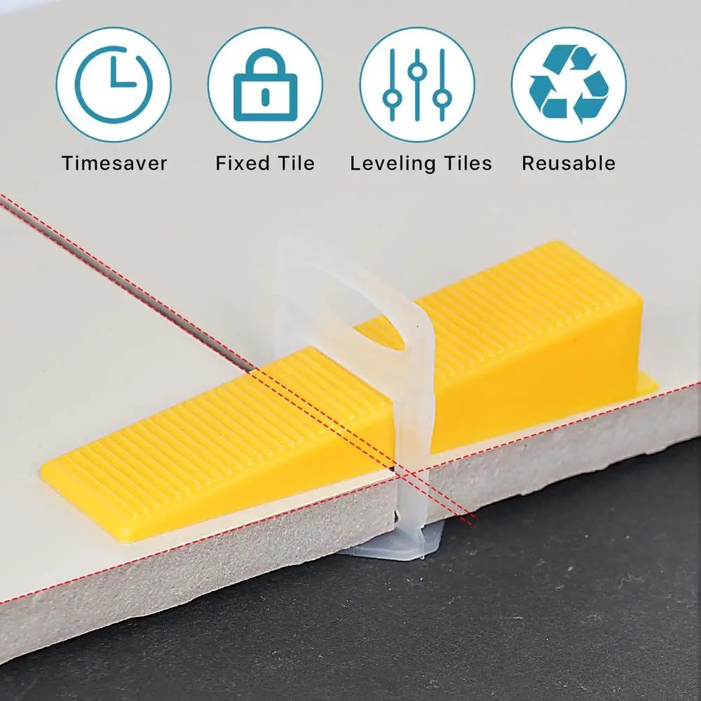 Tile Leveling System Set with Tile Plier 1500 Pcs Tile Spacers Clips 300 Pcs Reusable Wedges 1 Rubber Mallet Ideal Stone