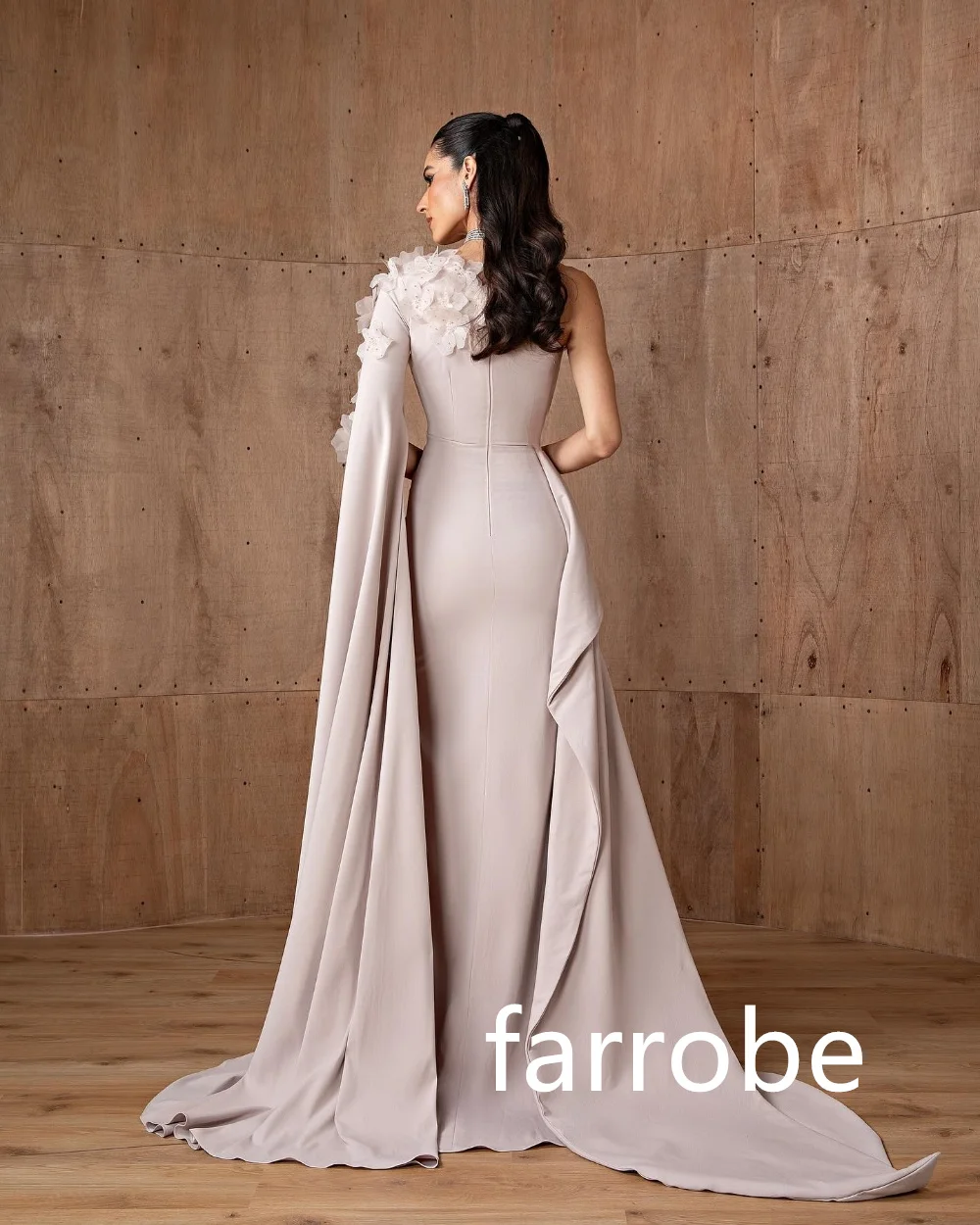 Personalizado simples jérsei plissado flor a linha de um ombro vestidos longos sob medida vestidos de ocasião clássico requintado estilo moderno p