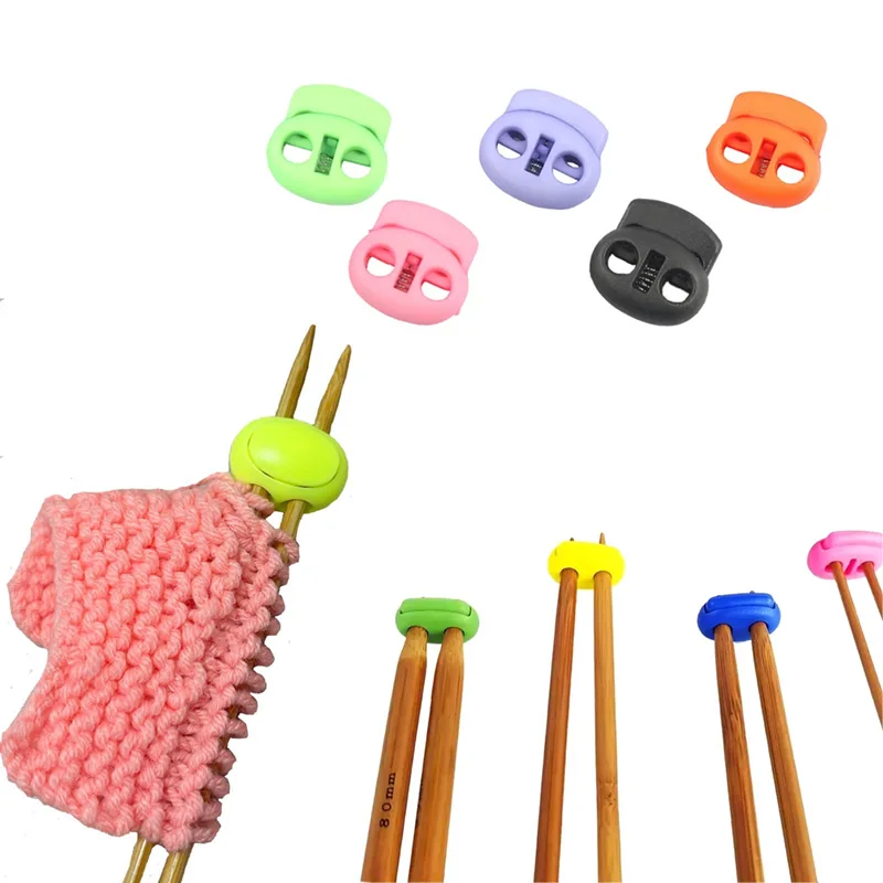 5 teile/satz Bunte Stricknadel Stopper Doppelloch Nadelspitze Schutz Stricken Und Häkeln Liefert Stricken Zubehör