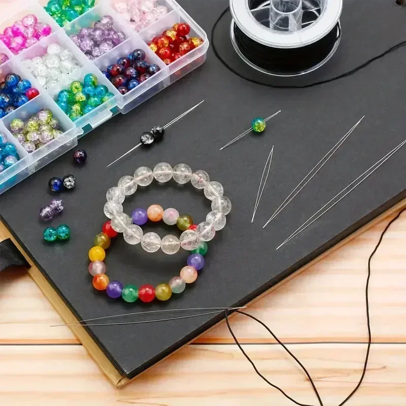 5/50PCS Beading Needles Seed Beads Needles Big Eye DIY Beaded Collapsible Beading Pins Open Needles for Jewelry Making Tools