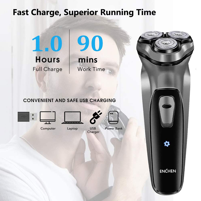 ENCHEN Blackstone Elektrisch Roterend Scheerapparaat voor Mannen 3D Drijvend Mes Wasbaar Type-C USB Oplaadbare Scheren Baard Machine