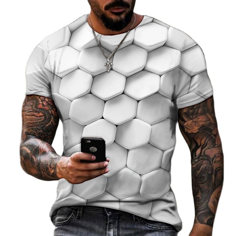 3D T-Shirt Dla Mężczyzn Moda Hip Hop O-neck Krótki Rękaw Topy Abstrakcyjne Harajuku Męskie T-shirty Oversized Tees Shirt Odzież Męska