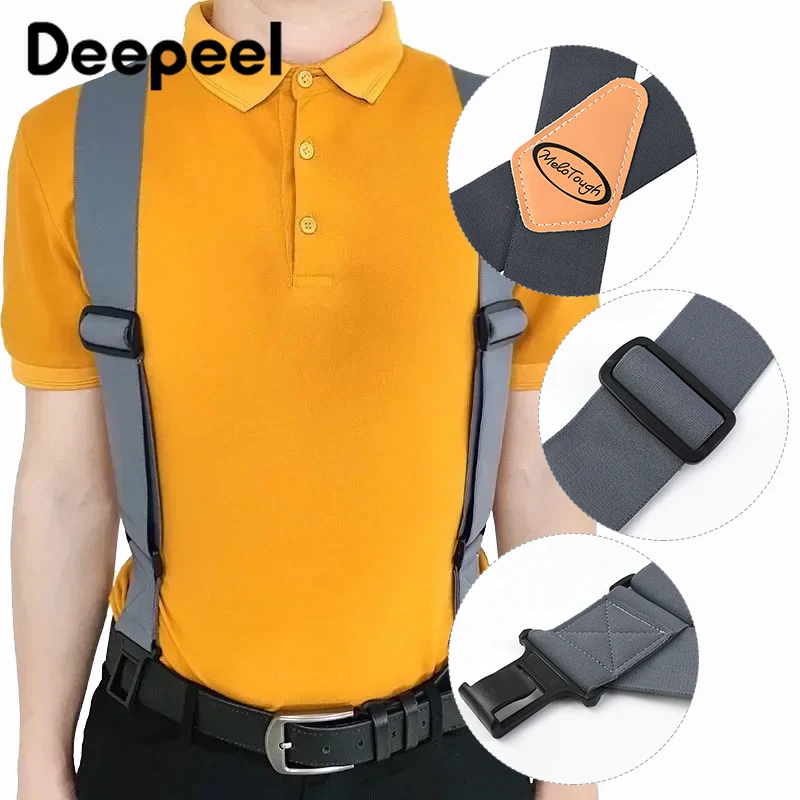 Deepeel- Tirantes elásticos anchos para hombre y adulto, 5x120cm, correa ajustable tipo X, suspensorio masculino, suspensorio deportivo para trabajo