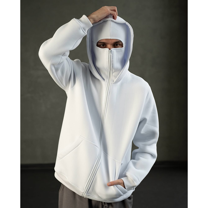 Voller Reißverschluss Retro Ninja Maske Jacke Mäntel Y2k Hip Hop Rock Männer Übergroßer Punk Hoodie Winter Warm Langarm Sweatshirt American