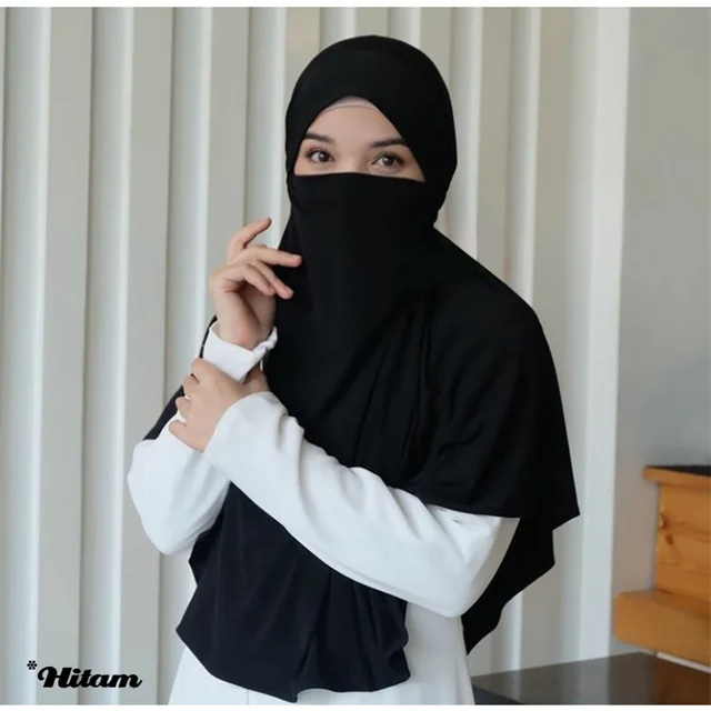 Pañuelo étnico musulmán liso grande para mujer, Hijab musulmán islámico, turbante instantáneo, bufandas árabes, diademas Khimar (FRNT56CM,BK90CM)