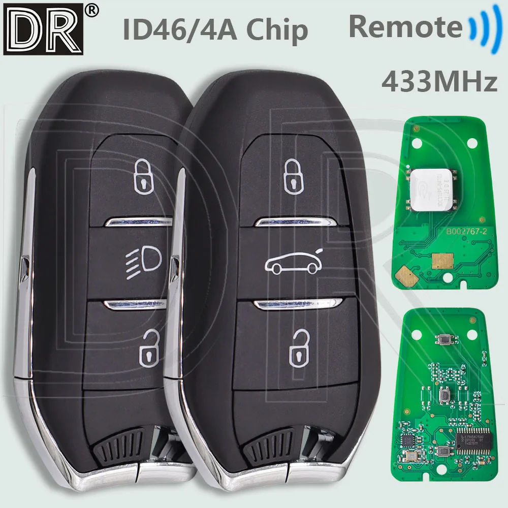 DR ID46/4A PCF7945/53 433 МГц бесконтактный автомобильный дистанционный ключ для Peugeot 208 301 308 508 3008 5008 Citroen C3 C4 C4L C5 Picasso DS5 DS6