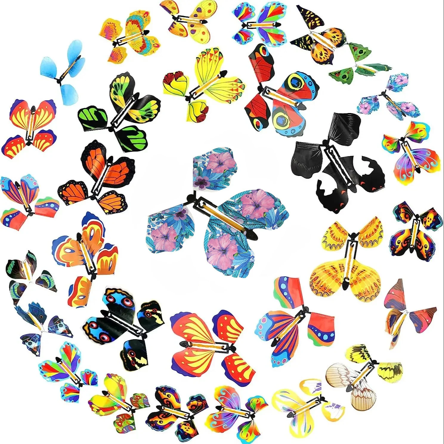 10PCS Zufällige Farbe Magie Fliegende Schmetterling Wind Up Spielzeug Lesezeichen Internet Celebrity Bunte Schmetterling Simulation Party Geschenk