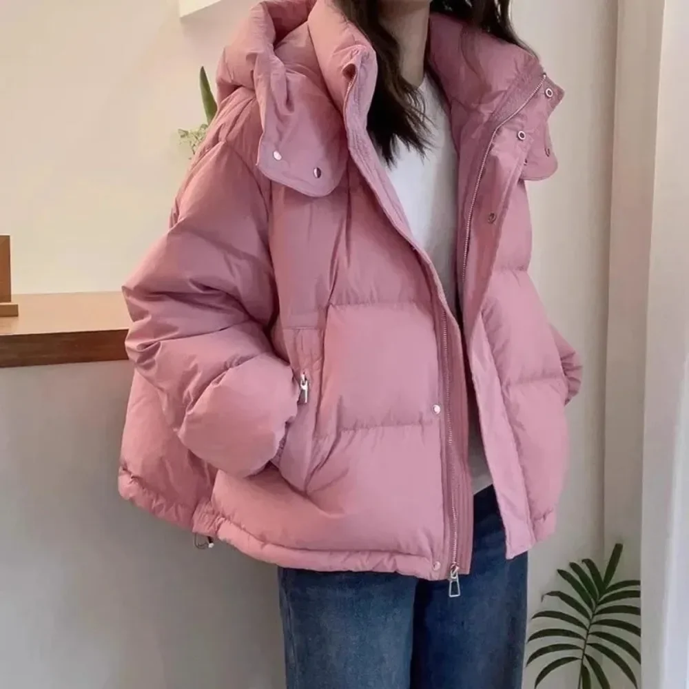 Parkas de moda para mujer, chaqueta coreana holgada con capucha, abrigos cortos acolchados de algodón gruesos y cálidos, Tops para mujer 2024