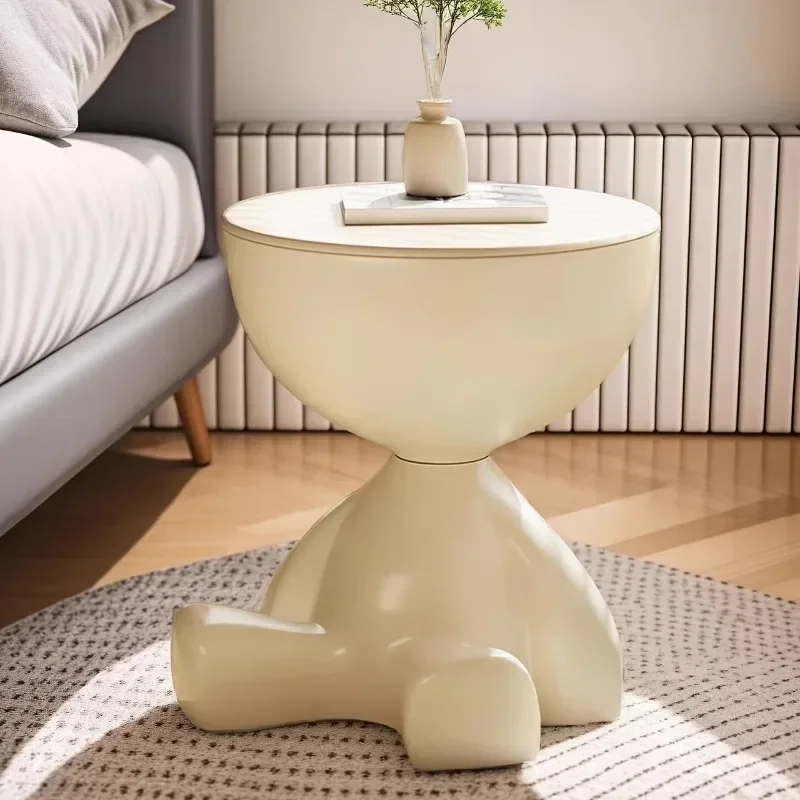 1pc Modern Round Matte Finish Side Table - Small Storage Rack Stool for Living Room, Bedside Nightstand, Minimalist Coffee Table