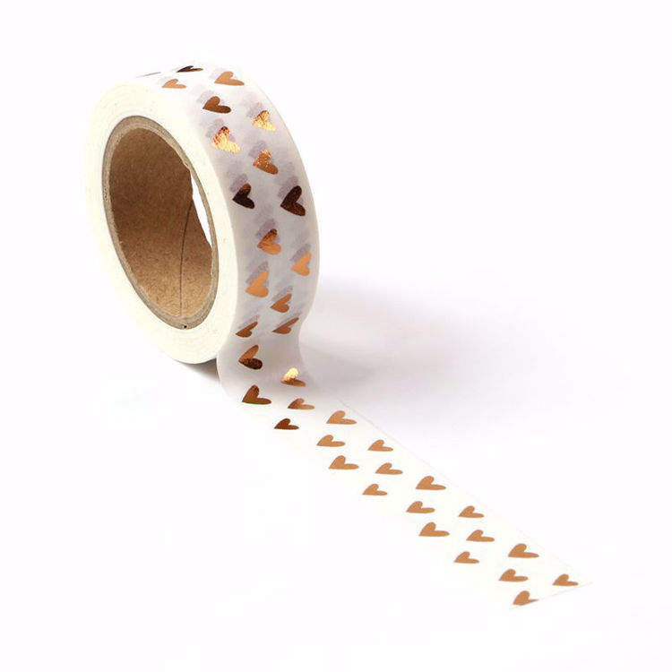 1 unidad. Cinta Washi de corazones de lámina de cobre de 10M, papel de enmascarar japonés, herramientas de álbum de recortes Kawaii para álbum de fotos, papelería para diario
