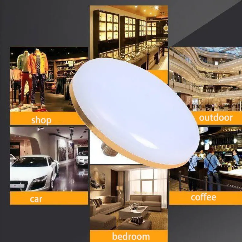 6500k Ceiling Lamp Garage Light LED Bulb AC 220v E27 Base Household Energy Saving Lamp 15W Indoor Lighting Flying Saucer Light