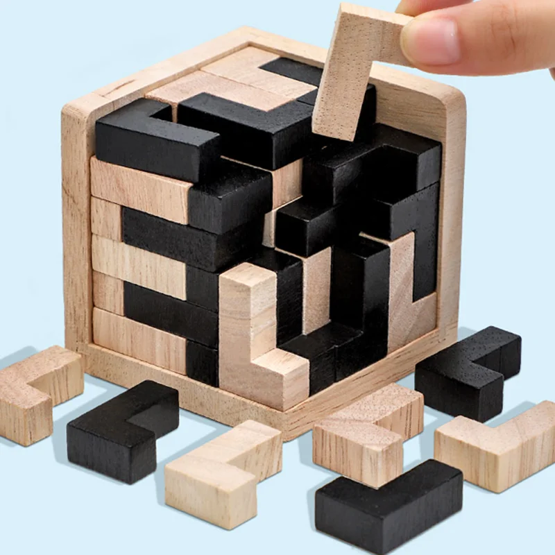 3D Cube ปริศนา Luban Interlocking CreativeEducational ของเล่นไม้สมอง lQ Mind EarlyLearning เกมของขวัญเด็ก Letter 54L