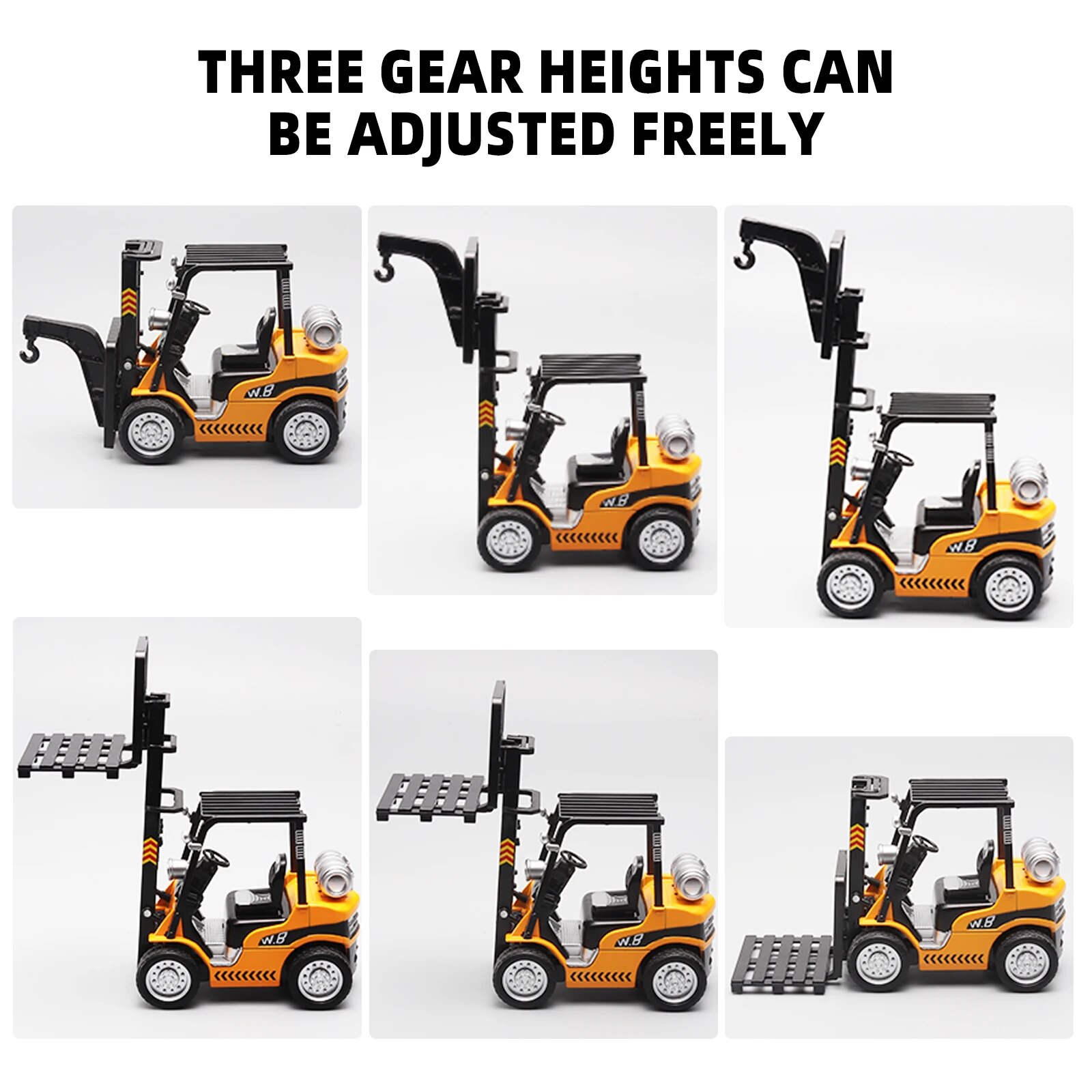 1:24 Scale Alloy Construction Forklift & Crane Toy Model with Retroactive Motion & Sound & Light Effects - Ideal for Kids' Play