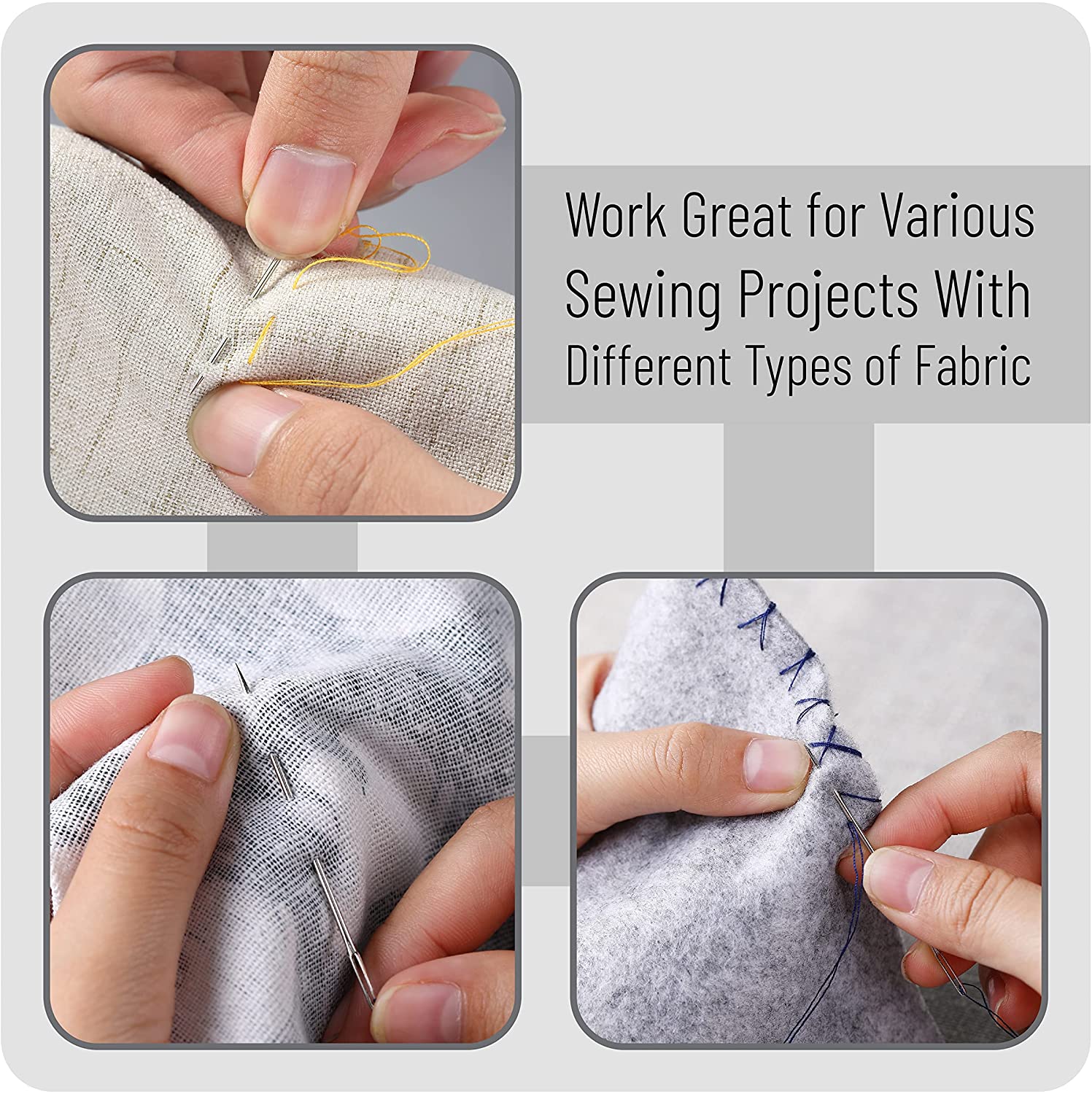 55 Pièces En Acier Inoxydable Big Eye Main Aiguilles à Coudre avec Différentes Tailles pour Couture Broderie Aiguilles