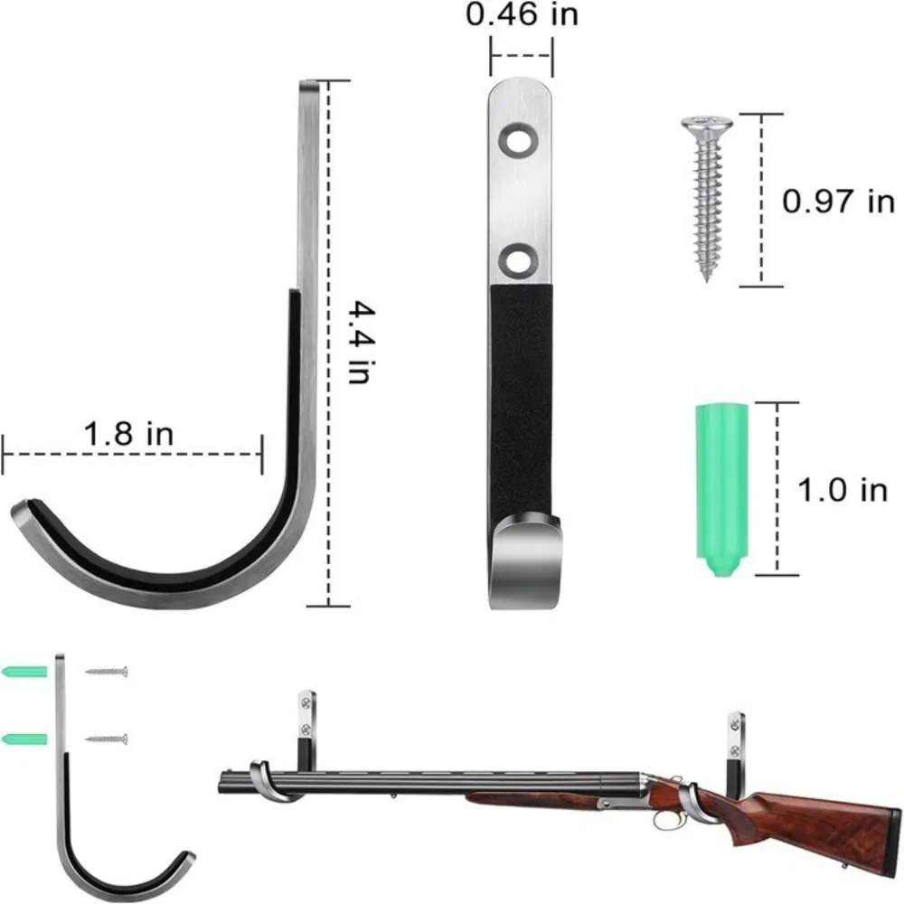 2 Pz/paia J-hook Pistola Rack di Stoccaggio Fucili Fucile Ganci Montaggio A Parete Ganci Per Qualsiasi Fucile Fucile Tiro Con Arco Con Imbottitura Morbida
