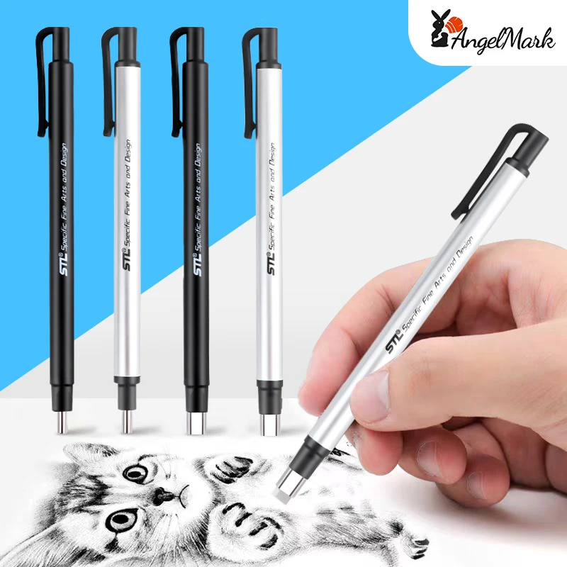 AngelMark Eraser Mechanical Rubber Refillable Pen Press Type Sketching Drawing Correction Painting Erasers Art Supplies