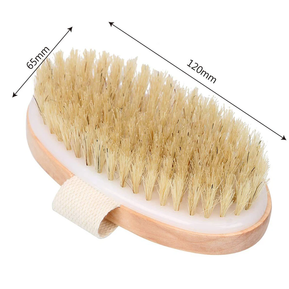 Escova De Chuveiro De Massagem Corporal De Madeira Exfoliating, Cerdas Naturais, Escova De Banho, Soft Spa, Mulher, Homem, Cuidados Com A Pele, Molhado, Seco, 1Pc