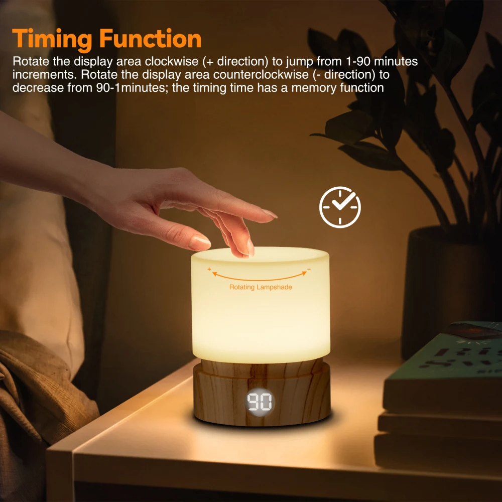 Timer Night Light Dimmable USB Rechargeable Led bedside Breathing nightlight Kids Baby Nursery Adult Sleep Bedromm Desktop Lamp