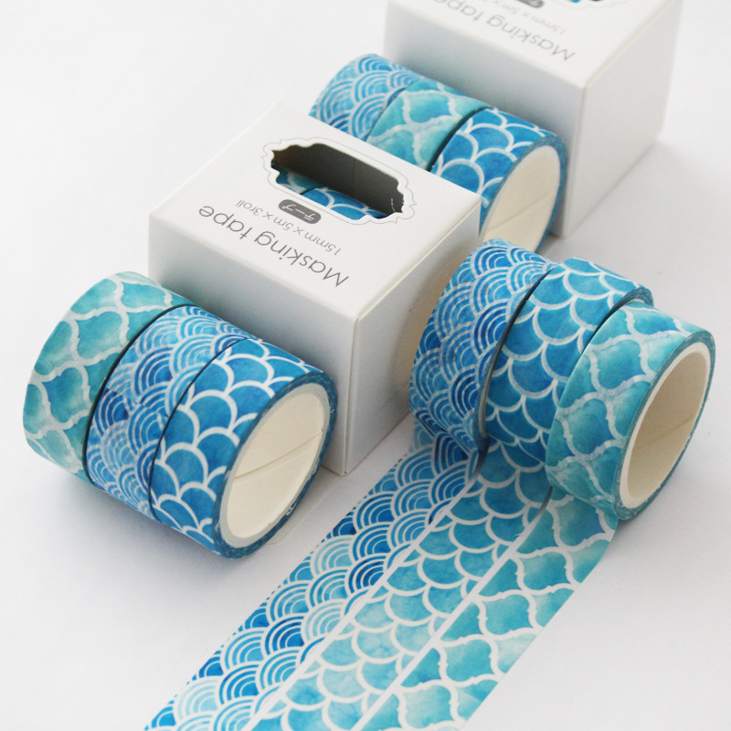 Blue ocean washi tapes decorative adhesive tape solid color washi tape set diary masking tape scrapbooking diy stickers