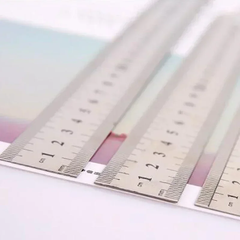 Strumento di misurazione righello dritto in acciaio inossidabile con scala a doppio lato da 15-30 cm per studenti, cancelleria scolastica, regalo per bambini
