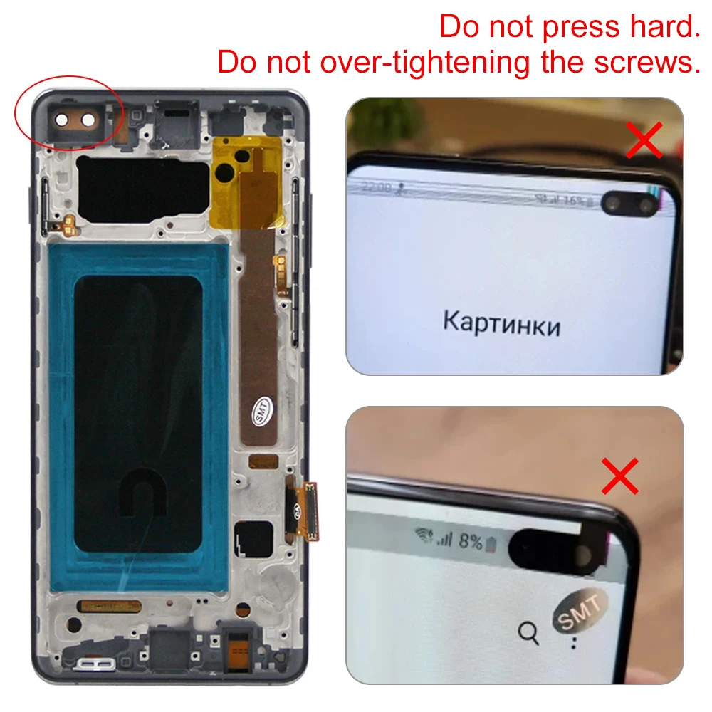Pantalla para Samsung Galaxy S10 Plus S10 + G975 G975F pantalla Lcd pantalla táctil Digital con marco para montaje Samsung Galaxy S10