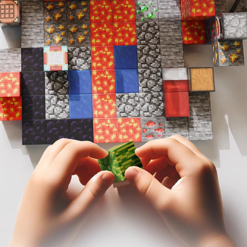 子供のための私の世界の磁気ビルディングブロック,3Dピクセルの立方体のレンガ,茎,日曜大工のモンテッソーリ教育玩具,クリスマスプレゼント